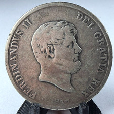 1857 Italy, Naples, Italian States, One Hundred Twenty, 120 Grana KM# 370 Silver
