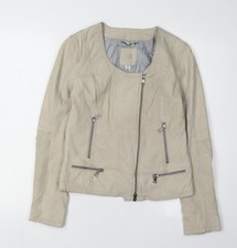Womens UK Size XS Regular Banana Republic Beige Leather Jacket