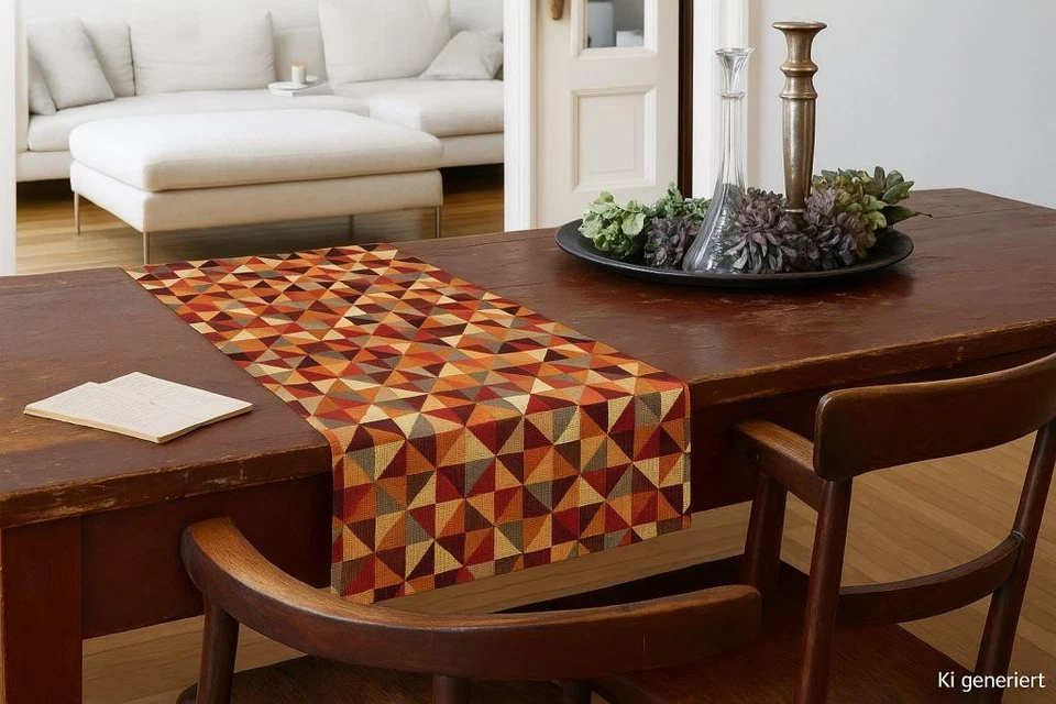 Gobelin kleine Dreiecke im Quadrat rot Dekostoff Meterware (Preis=0,5m) - Bild 2 von 4