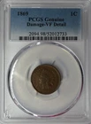 1869 BRONZE INDIAN HEAD CENT 1C PCGS GENUINE VF DETAILS