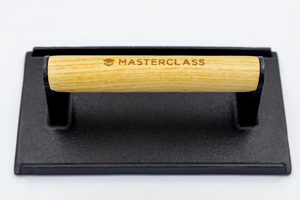 MasterClass Cast Iron Grill Press, Heavy-Duty Steak Weight with Wooden...  - Image 2 of 4