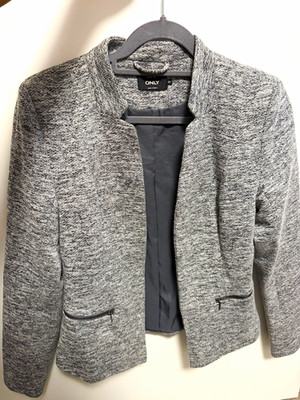 Only Damen Blazer Strick Grau Langarm  mit Taschen Größe 36