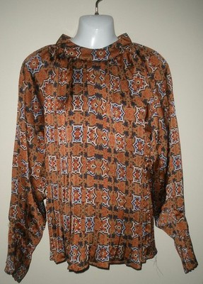 #850 Molly Bracken Rust Brown Mosaic Pleated Print Camel Large New NWT