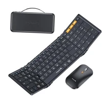  Foldable Keyboard and Mouse, XKM01 True Full-Size Folding Keyboard Mouse Black