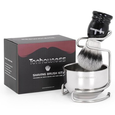 Shaving Brush Set for Men, 3 in 1 Shaving Brush Set with Nylon Bristles, Shav...