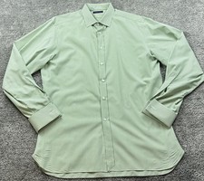 Ralph Lauren Purple Label Shirt Mens 17 Green White Stripe Made Italy Dress