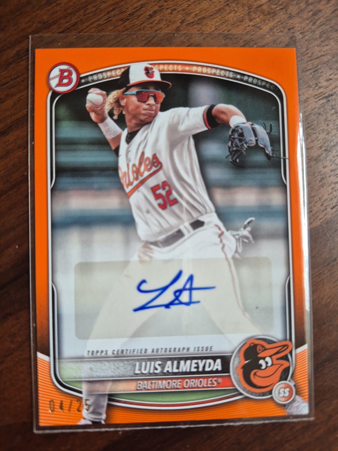 2025 Bowman Paper Prospect Retail Autographs Luis Almeyda #BPA-LA /25 Orange