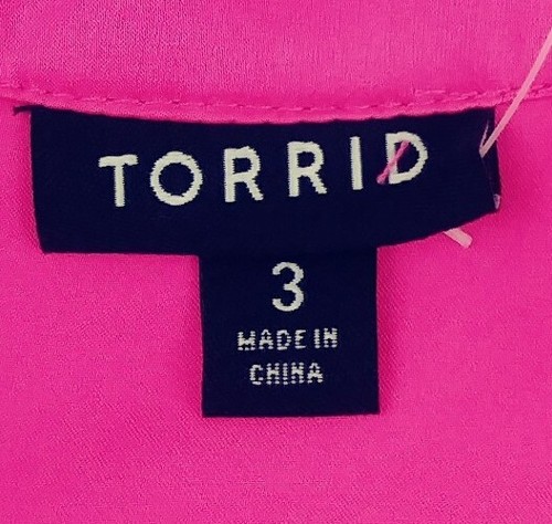 Torrid 3 rosa Glo Satin Knopfleiste Bluse V-Ausschnitt Langarm 3X 22 24 Neu mit Etikett - Bild 10 von 12