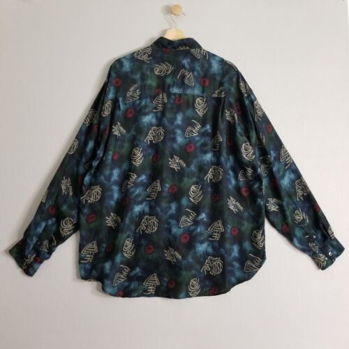 Structure Shirt Men Large Blue Silk Long Sleeve Button Down Casual Korea Core - Picture 5 of 16