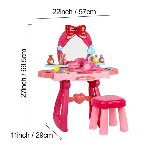 Toddler Vanity Toys for 2 3 4 5 Year Old Girls Kids Vanity Set with Mirror Chair - Picture 11 of 14