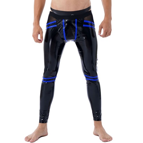 Men's High Waist Hollow Out Open Crotch Leggings Compression Lingerie Long AU - Picture 148 of 240