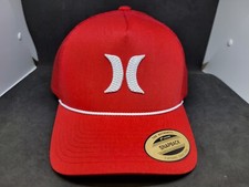 Hurley Mens Black snapback authentic Hat High Icon Trucker Hat Red -White