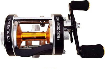 Ming Yang MC600 Black Round Baitcast Fishing Reel Right Handed 5.3:1 6+1BB