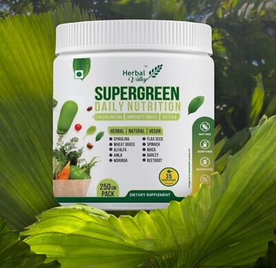 HerbalValley Supergreen Powder | With Spirulina | Amla | Alfalfa | Beetroot