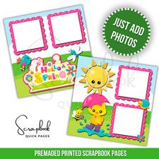Spring Boy Girl Scrapbook Pages PRINTED Premade Scrapbook Quick Pages 127