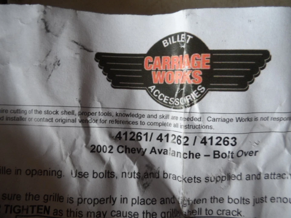 02-05 Chevrolet Chevy Avalanche Billet Grille Carriage Works 41261  - Image 4 of 4