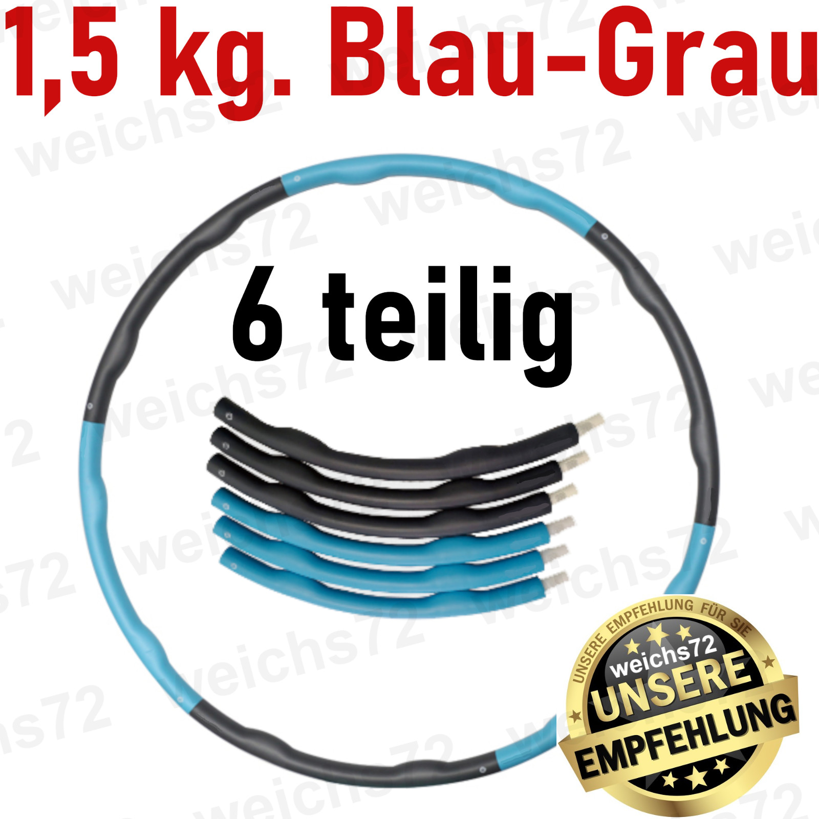 Hula Hoop Reifen 1,2-1,5-1,8kg Ø100cm 6-tlg dauerhaft robust Fitness DE-Verkäuf.
