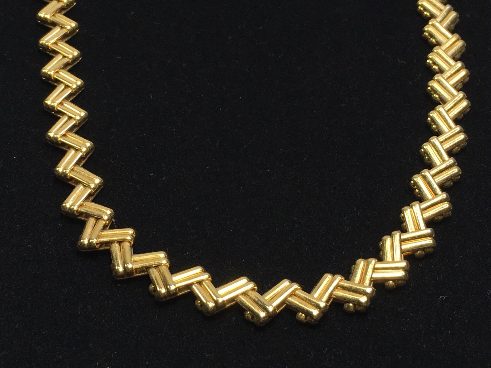 ZigZag Interlock Double Link Chain 16" Retro Gold… - image 6