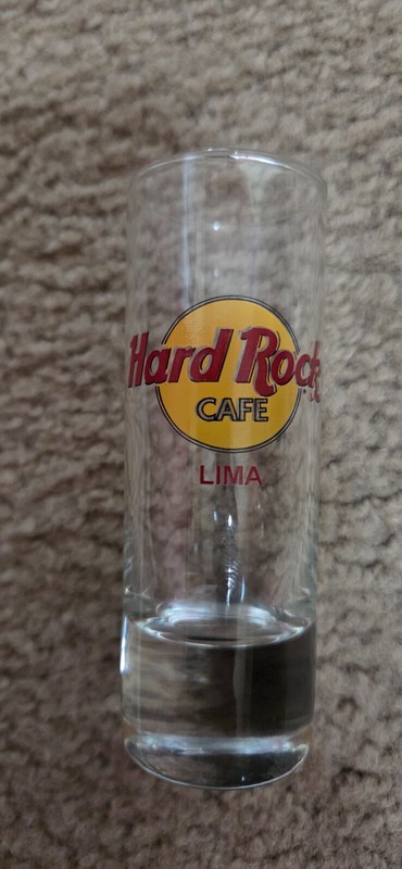 New Hard Rock Cafe 4" Shot Yellow Logo Glass - Lima