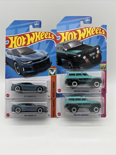 2023 Hot Wheels Menge 4 - Kroger Exklusiv - (2) 1988 Jeep Wagoneer (2) Camaro