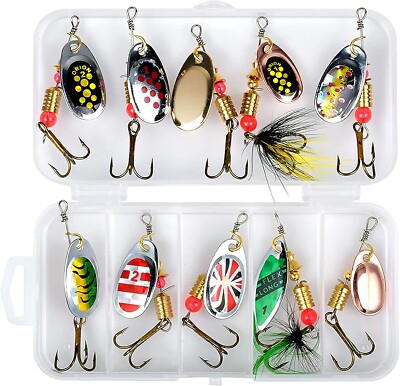 10 Stück Angelspinner und Köder, Spinnerbaits aus Zinklegierung, Angelköder Spoon