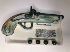 Vintage Derringer .41 Cal. 1850 3D Pistol Ceramic Tobacco Ashtray 8" Unused