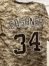 SAN DIEGO PADRES Size XL DESERT CAMO PROMO ANDREW CASHNER #34 Jersey Shirt