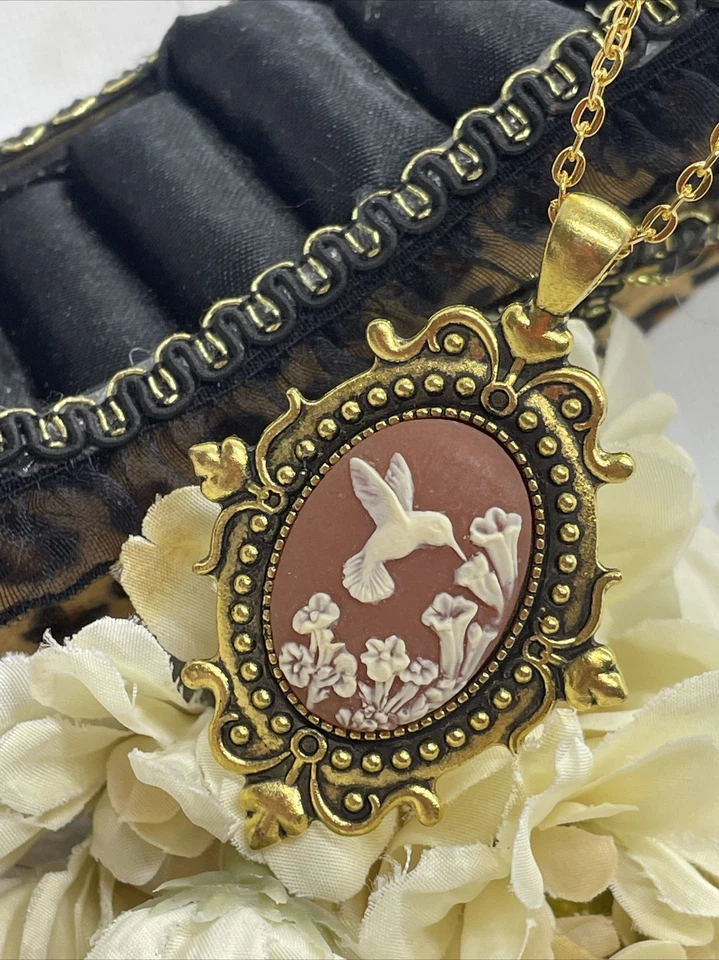 Aniversario Oro Camafeo Colibrí Pascua Día de la Madre Cumpleaños Boda Collar Foto 4 de 4