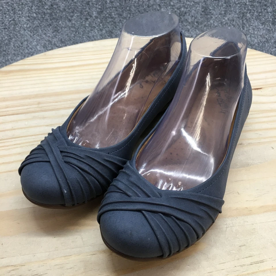 Zapatos sin cordones naturales Soul para mujer 7,5 M femeninos informales planos azul imitación cuero Foto 3 de 4