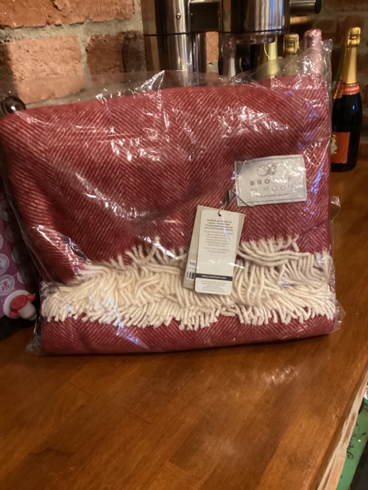 JOHN LEWIS Bronte By Moon 100 Pure Wool Throw Herringbone Ruby Red NEW