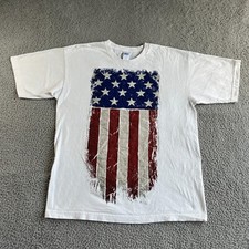 NEW Made In The USA T Shirt Mens Large 42-44 White Graphic Tee American Flag