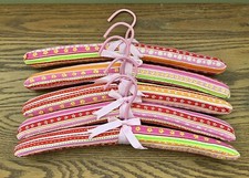 VIntage Padded Bright Floral Boudoir Lingerie Clothes Hangers 5 Gift