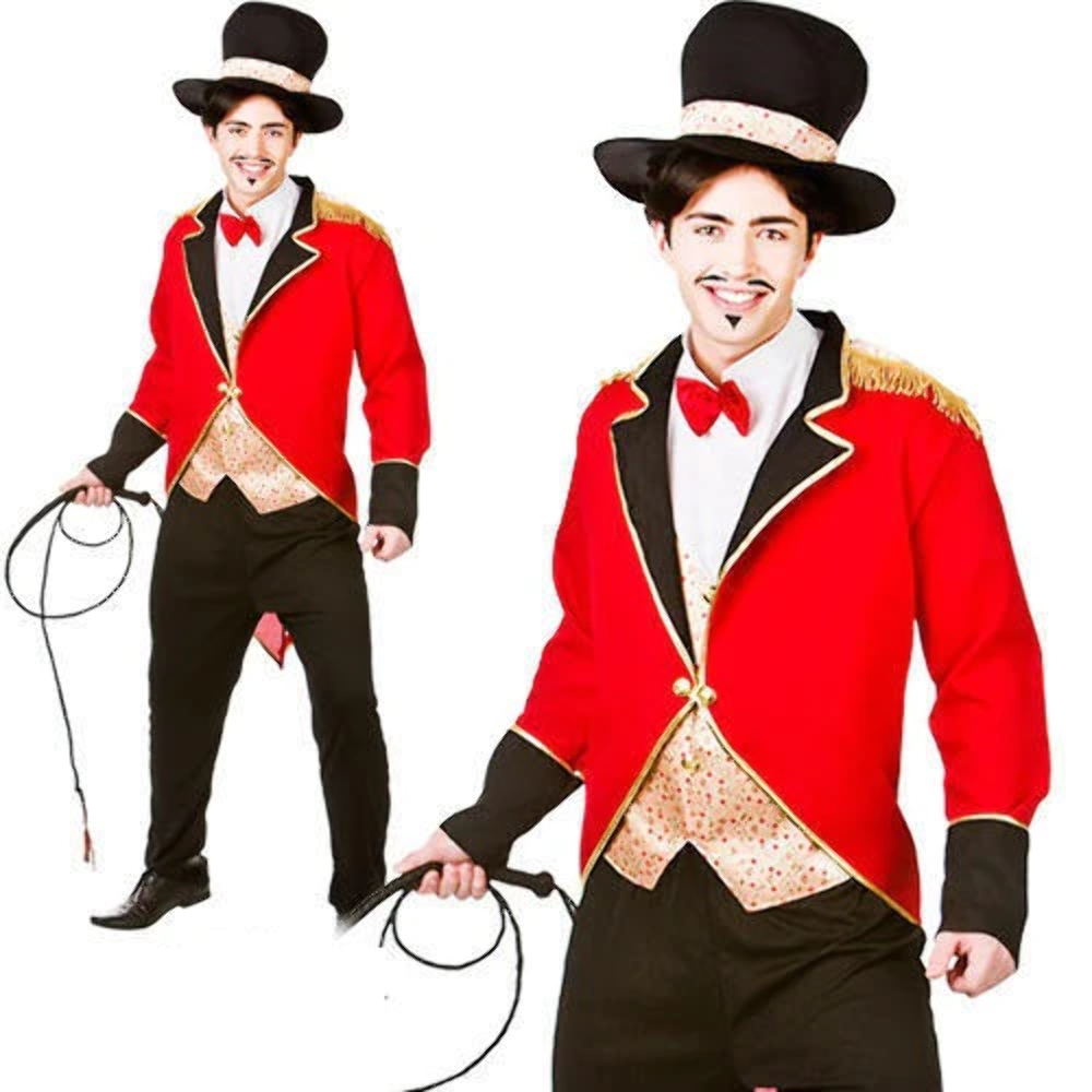 Circus Ringmaster Mens Fancy Dress Costume Big Top Carnival Clown
