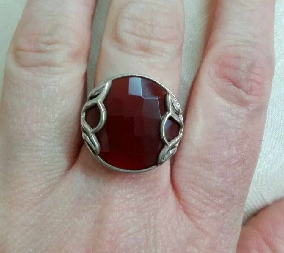 Anello in argento 925 e Corniola Sfaccettata misura 18 - Immagine 2 di 4