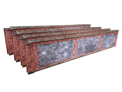7ft STONE & BRICK WALL PRE-CUT CARD KIT- O GAUGE SCALE MODEL RAILWAYS 7mm 1:43