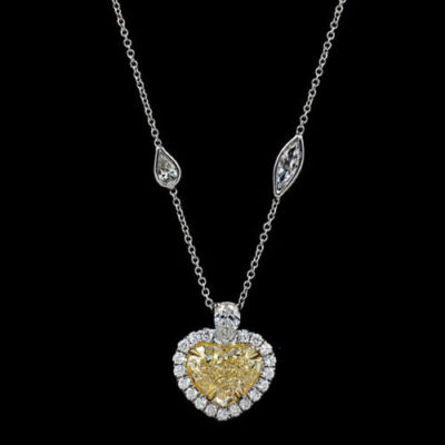 925 Sterling Silver Mariah Carey Inspired Yellow Heart Halo