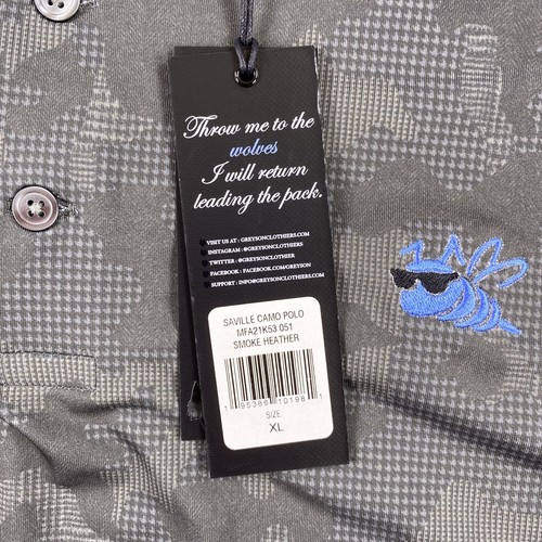 Bettinardi Greyson Polo Shirt Mens XL Gray Smoke Camoflage Singer Bee Cool Shade - Picture 6 of 19