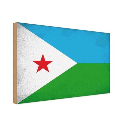 Holzschild Holzbild 18x12 cm Dschibuti Fahne Flagge Geschenk Deko - Afbeelding 1 van 4