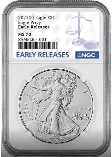 2025 p silver eagle with eagle privy ngc ms70 early releases er label presale