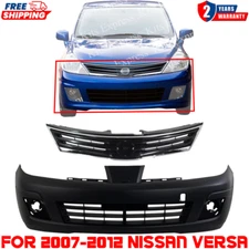Front Bumper Cover Primed & Grille Assembly For 2007-2012 Nissan Versa