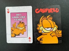 swap playing card    GARFIELD    DO I LOOK LIKE I CARE ?    Five of Hearts