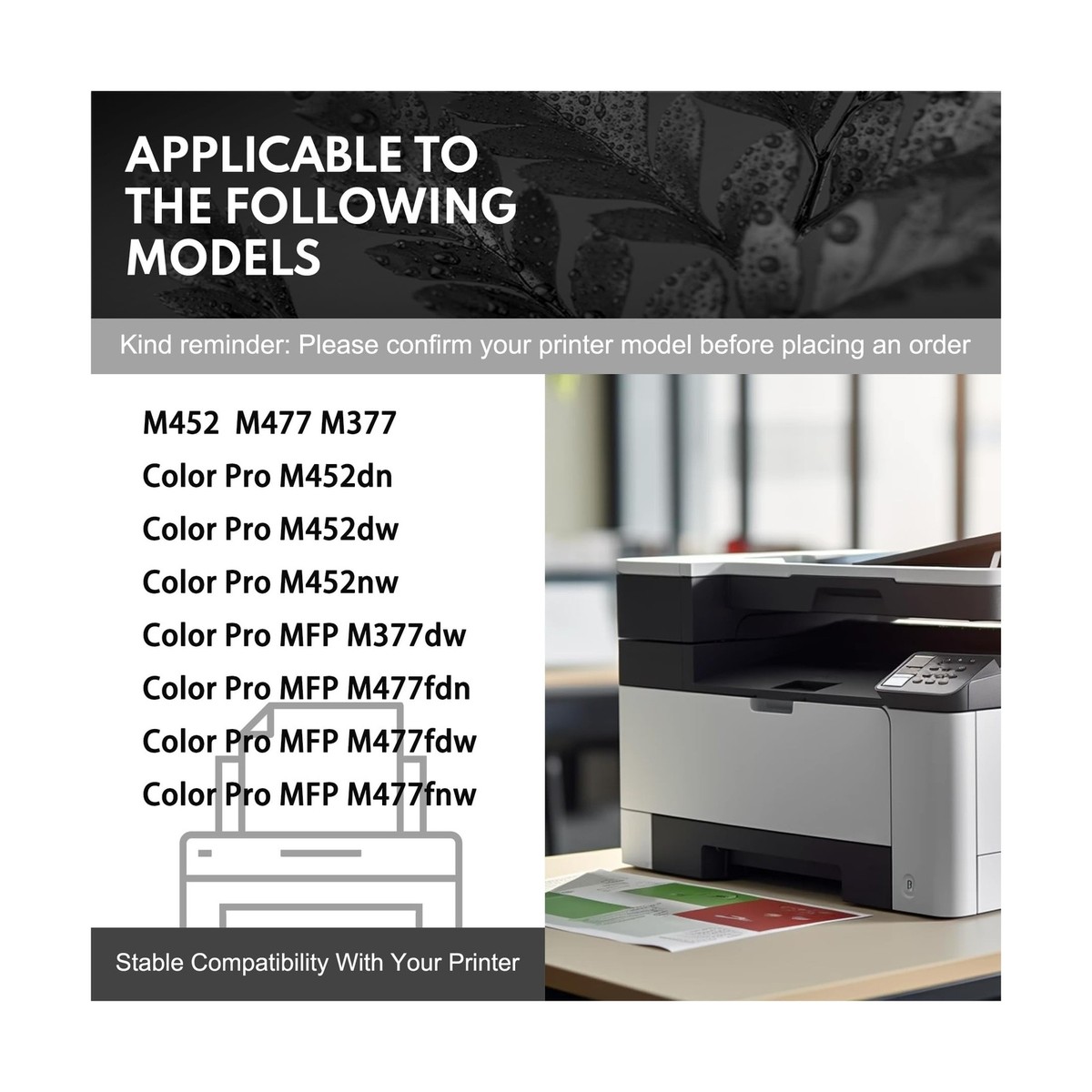 Cartouche Toner Compatible CF410A Noir Pour HP LaserJet Pro MFP M477/M452/M377 - 2300 Pages