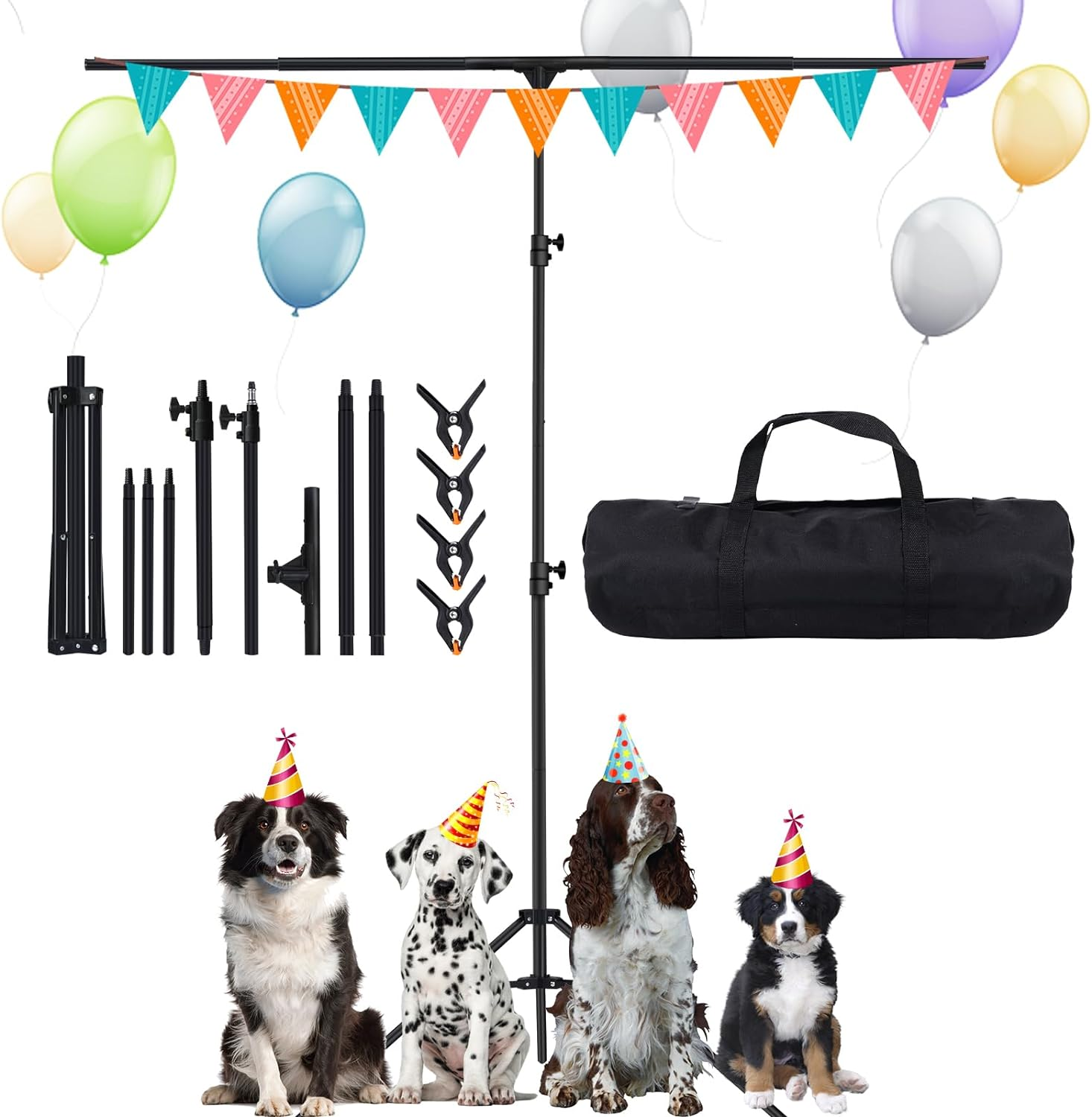 T-Shape Backdrop Stand 6.6X5Ft(2X1.5M) Adjustable Photo Studio Background Stand