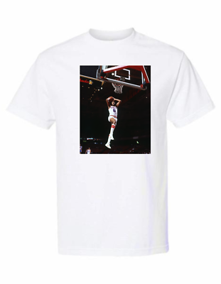 DR J Julius Erving slam dunk Graphic Printed T Shirt sz S - 3XL