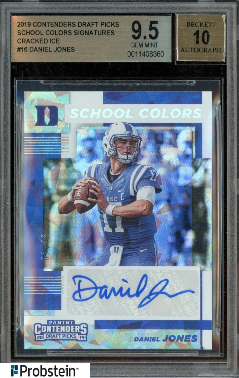 Daniel Jones Panini Contenders Draft Picks School Colors Signatures #16 Cracked Ice