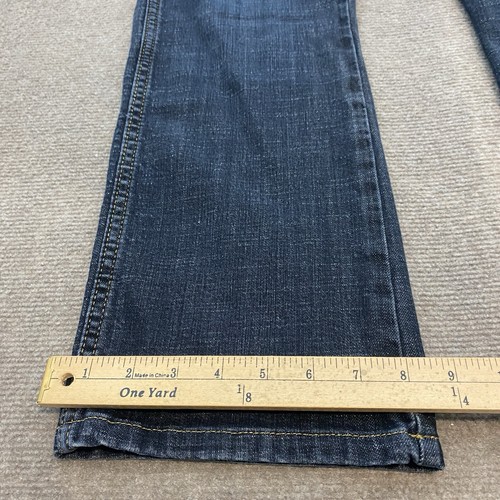 Wrangler Jeans Mens 32x28 Blue Denim Stretch Western Retro Slim Boot Leg Hemmed - Picture 11 of 12