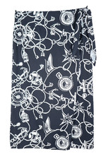 TALBOTS Women's Lightweight Cotton Wrap Straight Skirt Anchor Artwork Size 12P