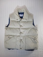 VINTAGE Down Wind Men's Beige Down Feather Vest Jacket; Made in USA; Medium