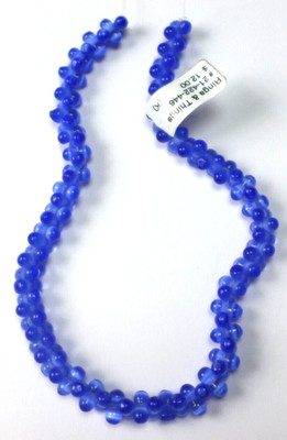 14'' Strand 87 Deep Blue Fiber Optic Cat's Eye Bar Bells/ Dumb Bell Beads 11x5mm