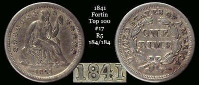 1841 Seated Dime F-103 (R5) Fortin Top 100 #17 Raw AU.